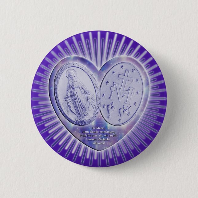 medal miraculeuse / marvelous medal | purple 2 inch round button (Front)