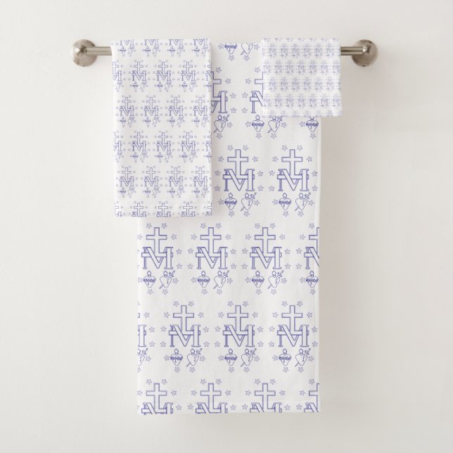 Medal of Our Lady of Graces Miraculous Fine Art Bath Towel Set (Insitu)
