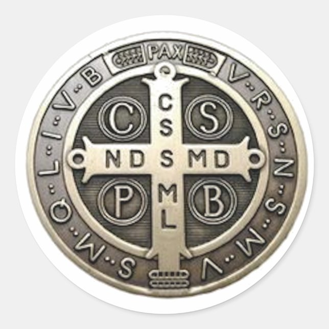 medalla de San Benito Classic Round Sticker (Front)