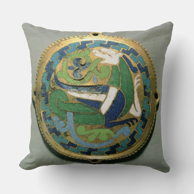 Medallion depicting a dragon, French, from Conques Throw Pillow (Front)