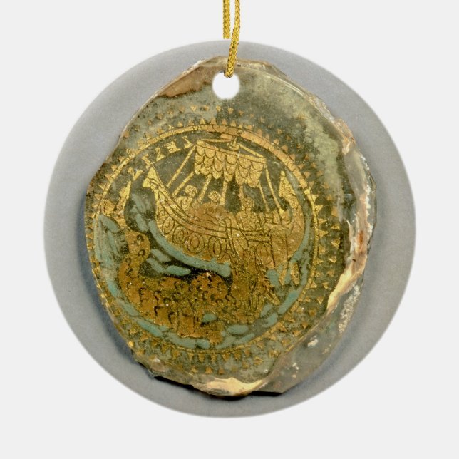 Medallion depicting Jonah and the whale, Roman, 4t Ceramic Ornament (Front)