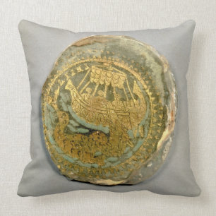 Medallion depicting Jonah and the whale, Roman, 4t Throw Pillow
