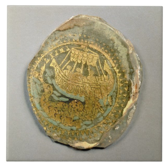 Medallion depicting Jonah and the whale, Roman, 4t Tile (Front)