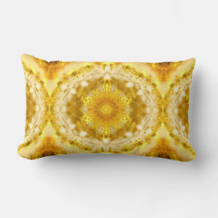 Medallion Pattern in Mustard Yellow Batik Pattern Lumbar Pillow