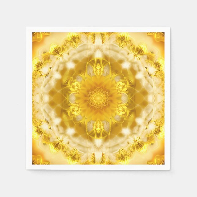 Medallion Pattern in Mustard Yellow Batik Pattern Napkin (Front)