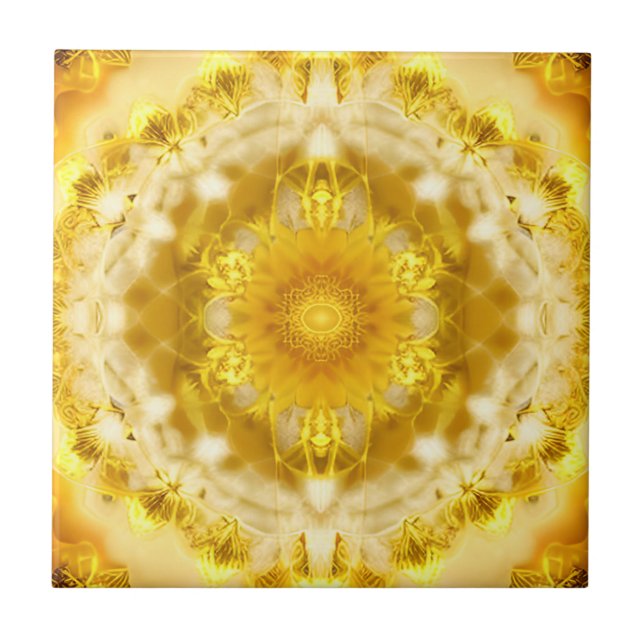 Medallion Pattern in Mustard Yellow Batik Pattern Tile (Front)