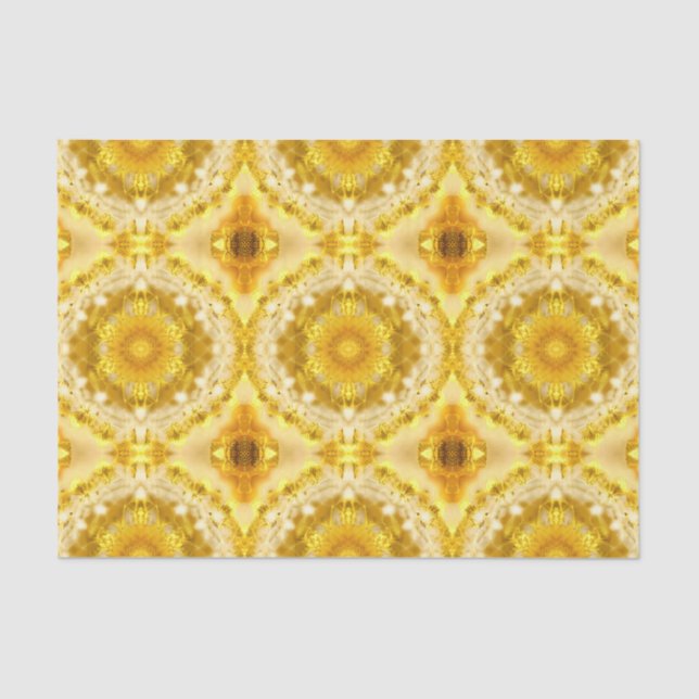 Medallion Pattern in Mustard Yellow Batik Pattern Tissue Paper (Front)
