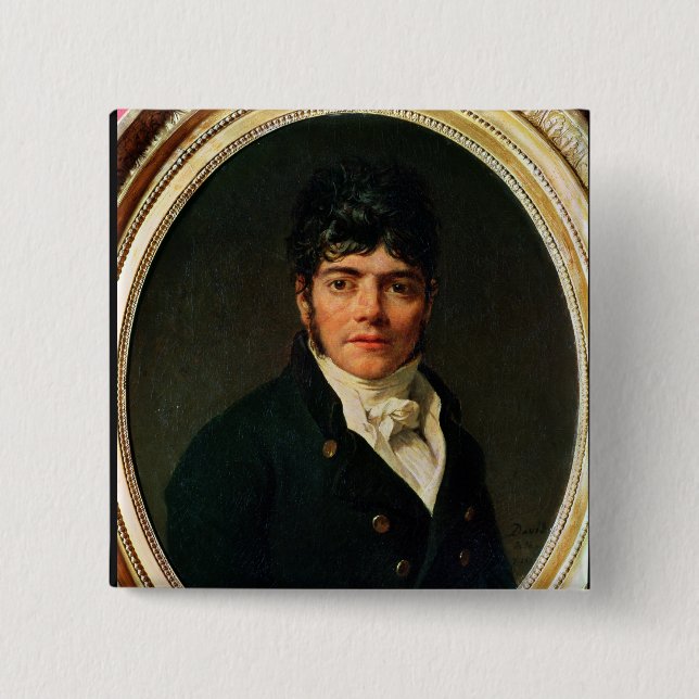 medallion Portrait of the Comte Esteve, 1804 2 Inch Square Button (Front)