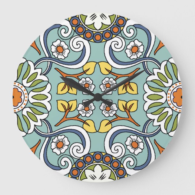 Medallion Turkish Style Vintage Pattern Large Clock (Front)