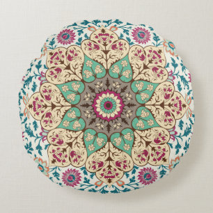 Medallion Vintage multi colour pattern in Turkish, Round Pillow