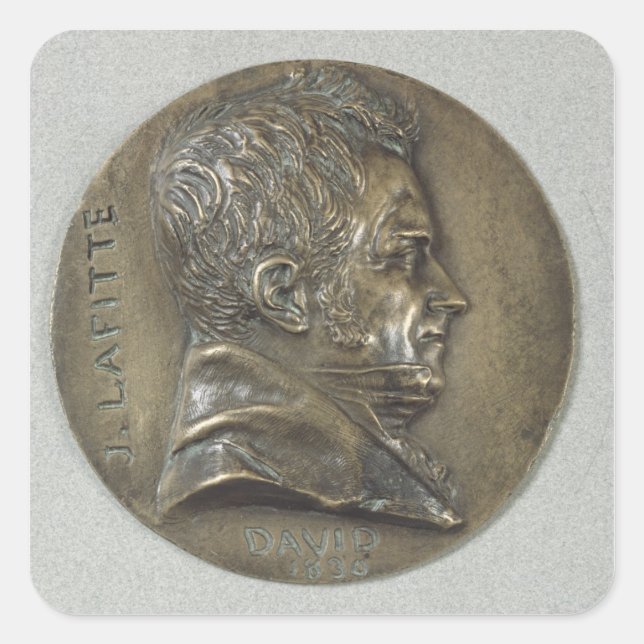 Medallion with a portrait of Jacques Lafitte Square Sticker (Front)
