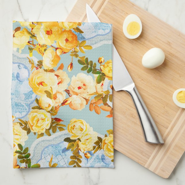 Medallions and Roses Kitchen Towel (Quarter Fold)