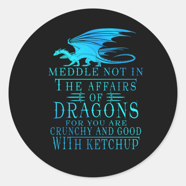Meddle Not In The Affairs Of Dragons Classic Round Sticker (Front)