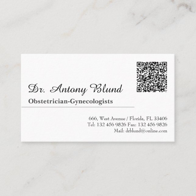Médecin avec Carte de visite de code QR (Devant)