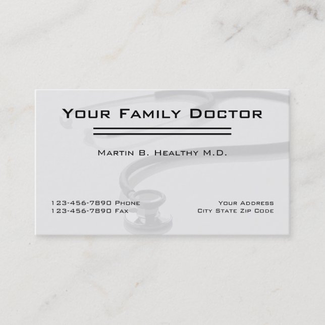 Médecin de famille simple cartes de visite (Devant)