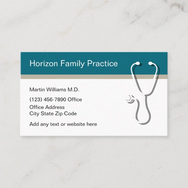 Médecin Médicale Cartes de visite de la pratique f (Devant)