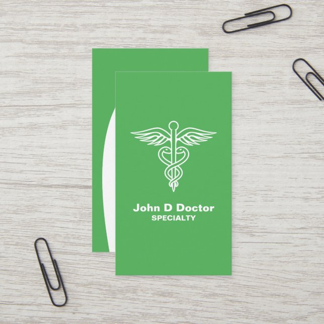 Médecin ou carte de visite de santé vert (Devant/Arrière en situation)