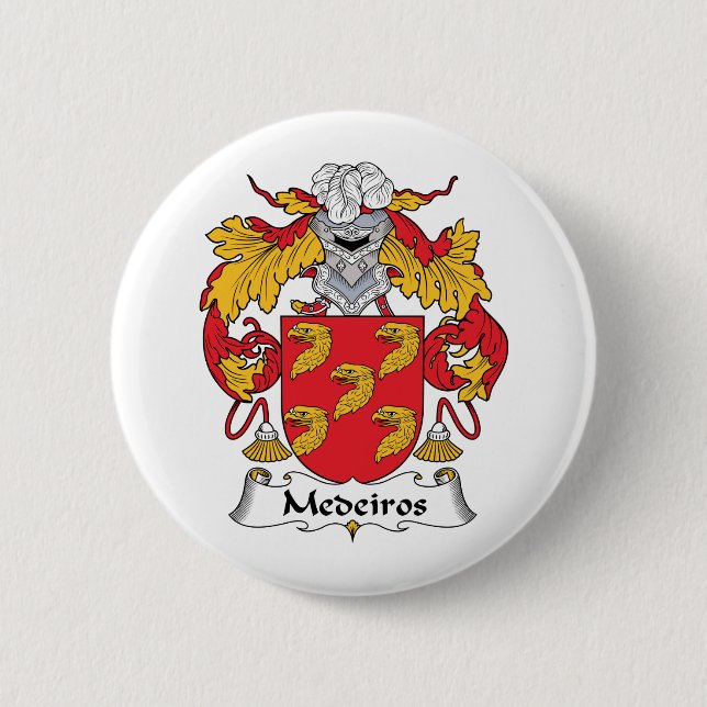 Medeiros Family Crest 2 Inch Round Button (Front)