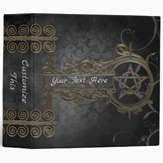 Medeival Black Damask Iron Swirling Pentacle Binder