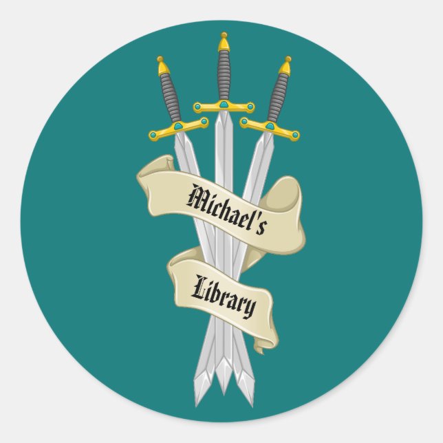 Medeival Sword From the Library of Classic Round Sticker (Front)