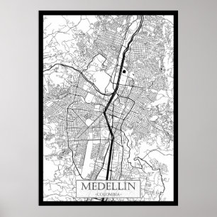 Medellín Colombia Map Poster