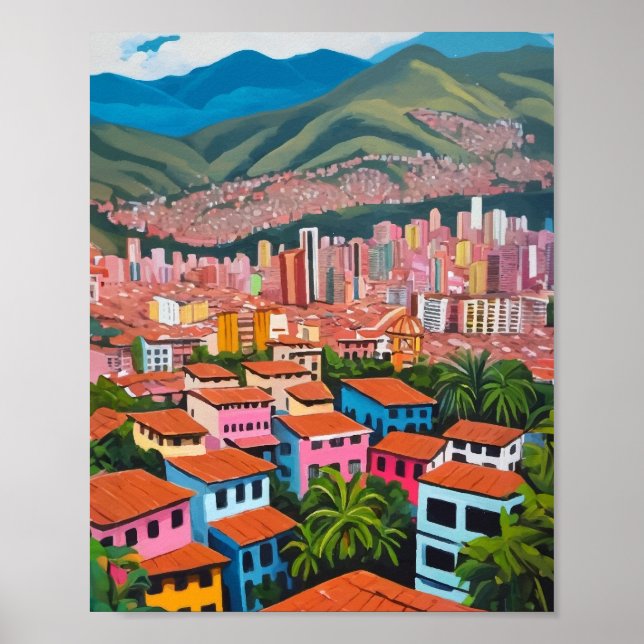 Medellin Colombia Oil Painting Poster (Front)