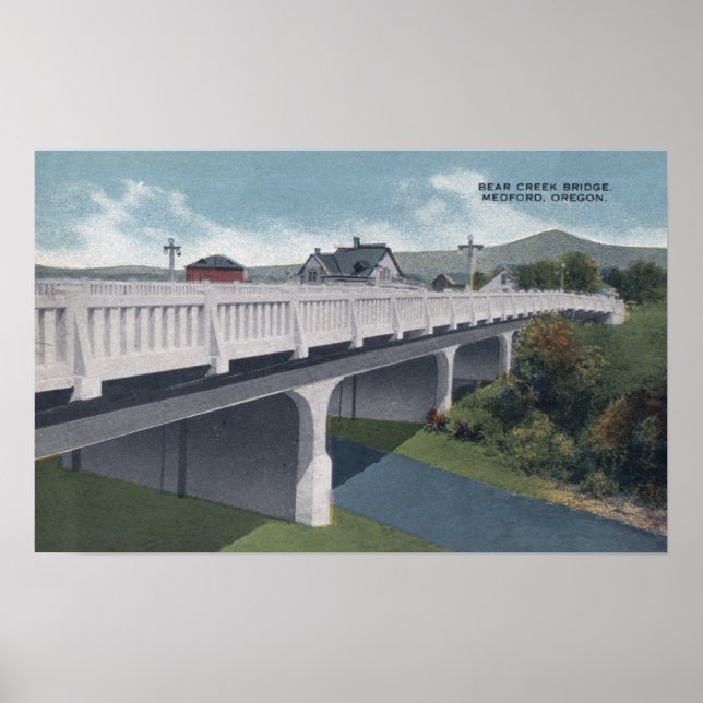 Medford, Oregon - Bear Creek Bridge View Poster (Front)