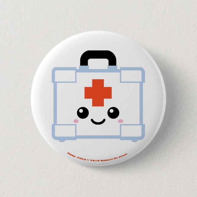 Medi Pals First Aid Kit 2 Inch Round Button (Front)