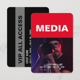 Media All Access Pass Event ID Badge 3.5" x 5" Invitation