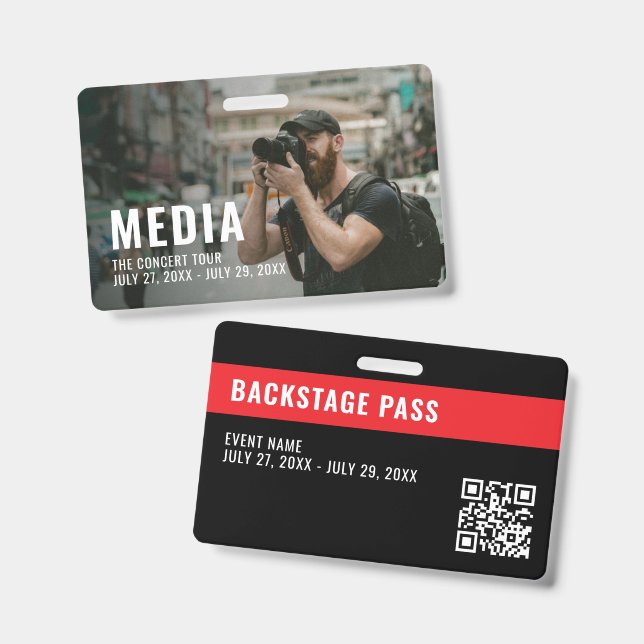 Media Modern Backstage Pass ID Badge (Front & Back)