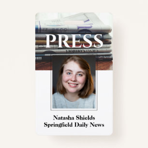 Media Press Employee Staff Photo ID With Name Badge