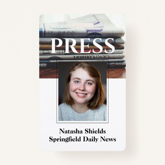 Media Press Employee Staff Photo ID With Name Badge (Front)