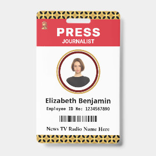 Media Press Pass Logo ID Card Personalize Badge