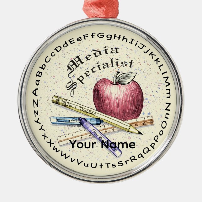 Media Specialist Premium Round Ornament (Front)