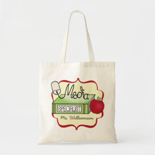 Media Specialist Tote - Apple, Book, and Mouse Bag