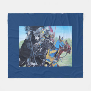 mediaeval knights jousting on horses historic art fleece blanket