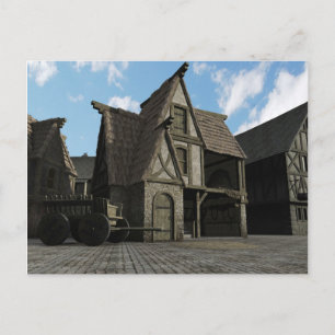 Mediaeval Street Scene - 3 Postcard