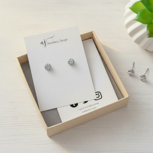 Médias sociaux Monogramme carte d'affichage d'orei (Social media Monogram earring display card.)