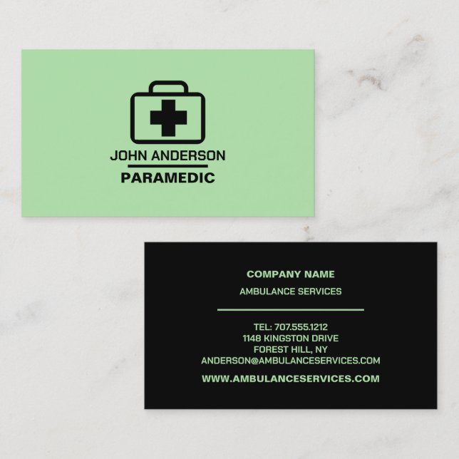 Medic Bag Design, EMT, Paramedic Advertising Business Card (Front/Back)
