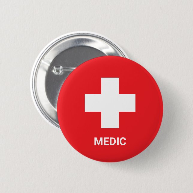 MEDIC & First Aid, Cross, Ambulance, Doctor  2 Inch Round Button (Front & Back)