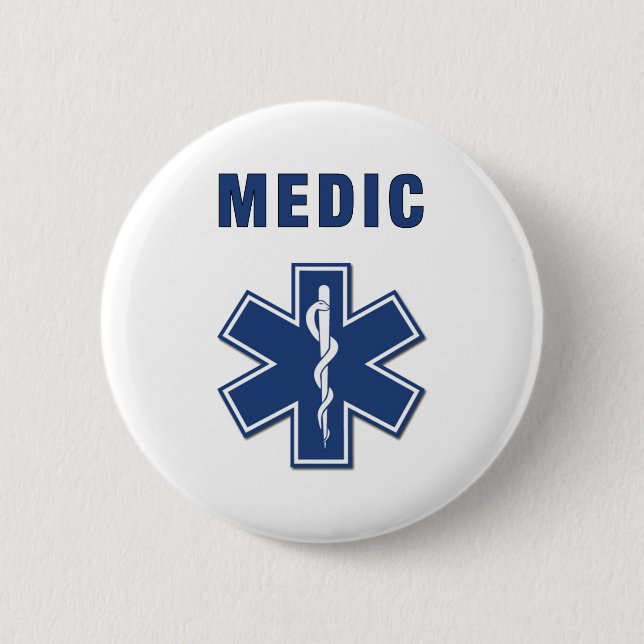 Medic Star of Life 2 Inch Round Button (Front)