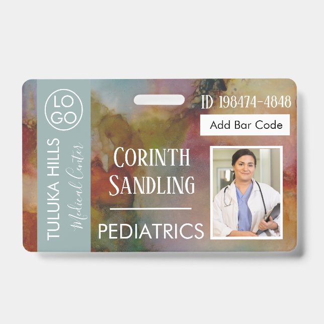 Medica Photo ID Floral Abstract Badge (Front)