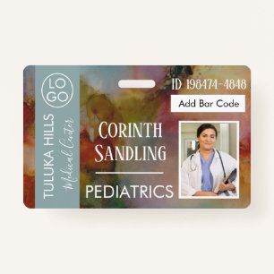 Medica Photo ID Floral Abstract Badge