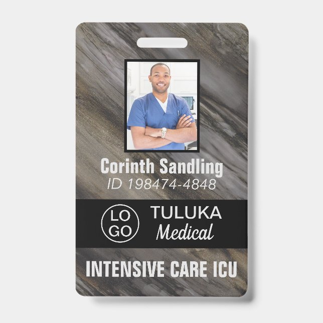 Medica Photo ID Grey Brown Black Inks Badge (Front)