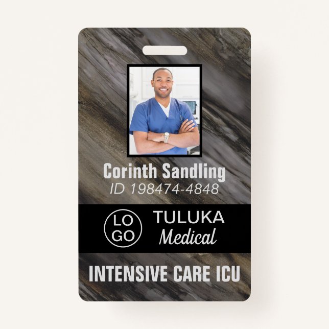 Medica Photo ID Grey Brown Black Inks Badge (Front)