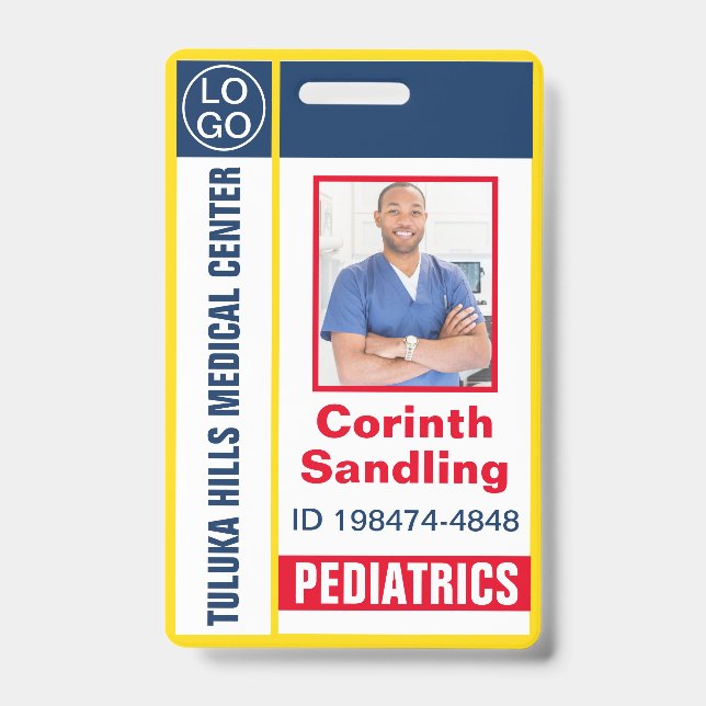 Medica Photo ID Red White and Blue Badge (Front)