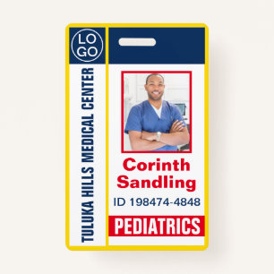 Medica Photo ID Red White and Blue Badge