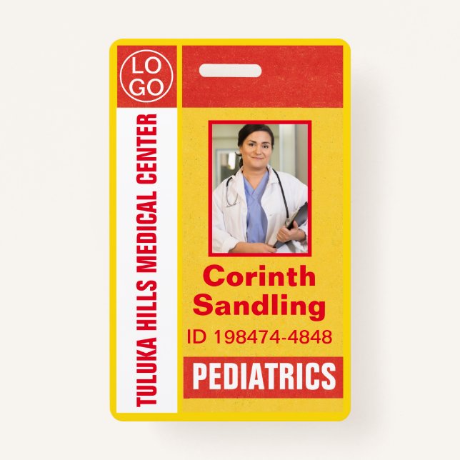 Medica Photo ID Retro Orange and Yellow Badge (Front)
