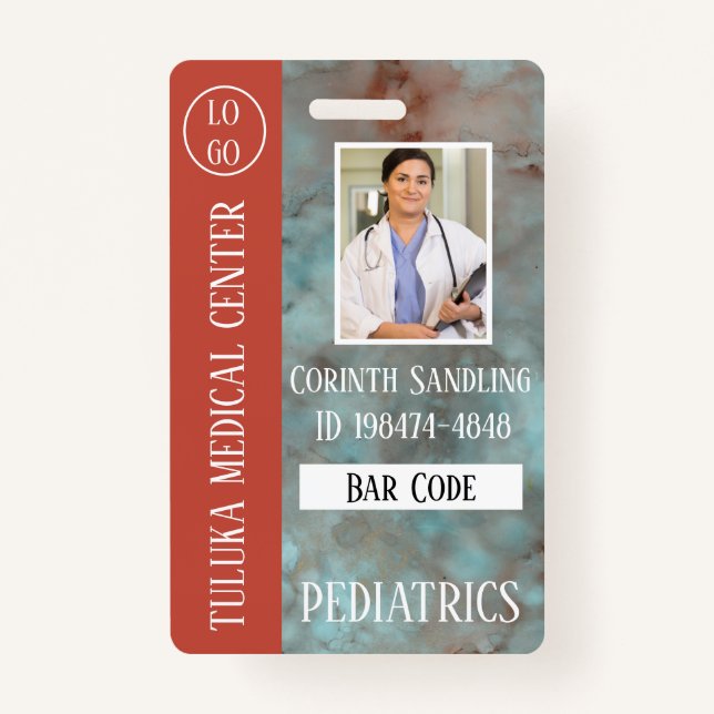 Medica Photo ID Soft Blue Inks Badge (Front)