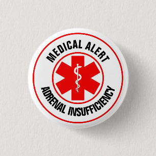 Medical Alert Badge Adrenal Insufficiency 1 Inch Round Button